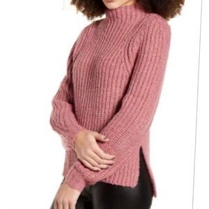 LEITH Chunky Mock Neck High-Low Sweater